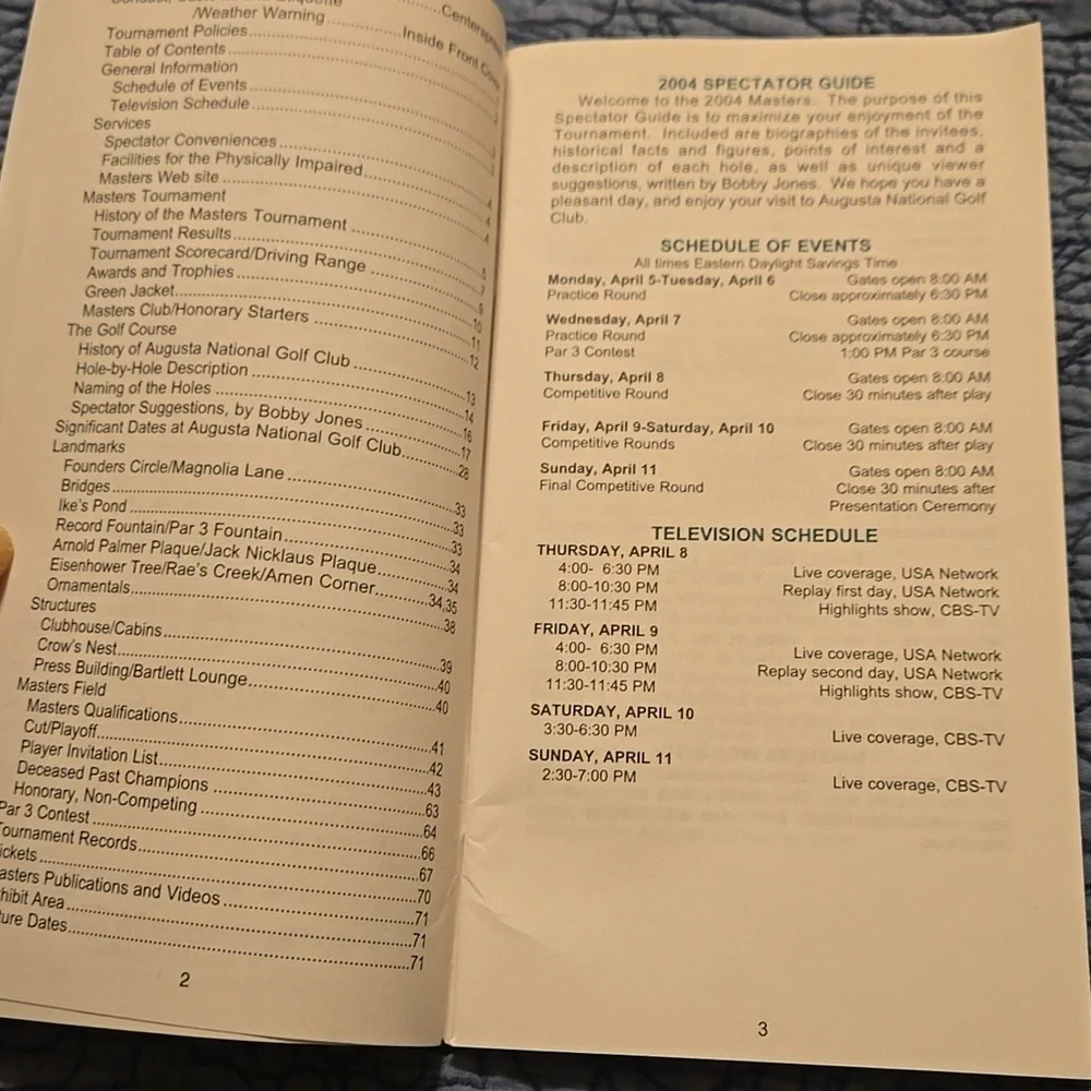 Masters Spectator Guide 2004 - Picture 3 of 4